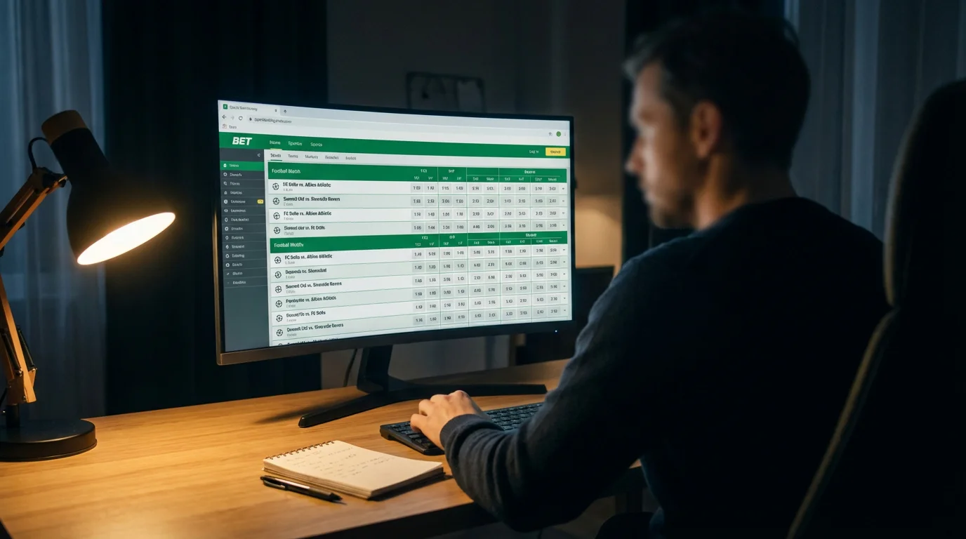 Pantalla de operador de apuestas mostrando mercados disponibles para un partido de la Bundesliga